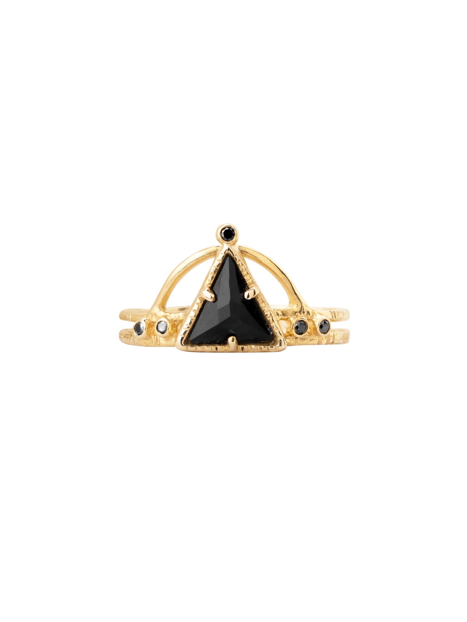 North star triangle ring -noir